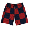 Checkerboard 5 Inches Blue Navy and Red Dark 10" Swim Shorts Made in USA by Tribe Lacrosse