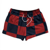 Checkerboard 5 Inches Blue Navy and Red Dark 2.5" Swim Shorts Made in USA by Tribe Lacrosse