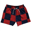 Checkerboard 5 Inches Blue Navy and Red Dark 5" Swim Shorts Made in USA by Tribe Lacrosse