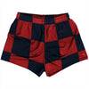 Checkerboard 5 Inches Blue Navy and Red Dark Womens & Girls Sport Shorts End Made In USA by Tribe Lacrosse