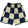 Checkerboard 5 Inches Blue Navy and Vegas Gold Basketball Practice Shorts Made In USA by Tribe Lacrosse