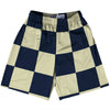 Checkerboard 5 Inches Blue Navy and Vegas Gold Lacrosse Shorts Made In USA by Tribe Lacrosse