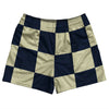 Checkerboard 5 Inches Blue Navy and Vegas Gold Rugby Shorts Made In USA by Tribe Lacrosse