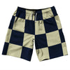 Checkerboard 5 Inches Blue Navy and Vegas Gold 10" Swim Shorts Made in USA by Tribe Lacrosse