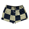 Checkerboard 5 Inches Blue Navy and Vegas Gold 2.5" Swim Shorts Made in USA by Tribe Lacrosse