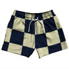 Checkerboard 5 Inches Blue Navy and Vegas Gold 5" Swim Shorts Made in USA by Tribe Lacrosse
