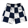 Checkerboard 5 Inches Blue Navy and White Athletic Running Fitness Exercise Shorts 7" Inseam Shorts Made In USA by Tribe Lacrosse