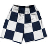 Checkerboard 5 Inches Blue Navy and White Basketball Practice Shorts Made In USA by Tribe Lacrosse