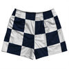 Checkerboard 5 Inches Blue Navy and White Rugby Shorts Made In USA by Tribe Lacrosse