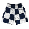 Checkerboard 5 Inches Blue Navy and White Soccer Shorts Made In USA by Tribe Lacrosse