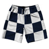 Checkerboard 5 Inches Blue Navy and White 10" Swim Shorts Made in USA by Tribe Lacrosse