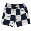 Checkerboard 5 Inches Blue Navy and White Swim Shorts 7" Made in USA by Tribe Lacrosse