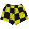Checkerboard 5 Inches Blue Navy and Yellow Bright Womens & Girls Sport Shorts End Made In USA by Tribe Lacrosse