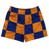 Checkerboard 5 Inches Blue Royal and Tennessee Orange Rugby Shorts Made In USA by Tribe Lacrosse