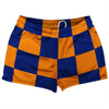 Checkerboard 5 Inches Blue Royal and Tennessee Orange Shorty Short Gym Shorts 2.5" Inseam Made In USA by Tribe Lacrosse