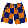 Checkerboard 5 Inches Blue Royal and Tennessee Orange 10" Swim Shorts Made in USA by Tribe Lacrosse