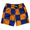 Checkerboard 5 Inches Blue Royal and Tennessee Orange Swim Shorts 7" Made in USA by Tribe Lacrosse