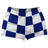 Checkerboard 5 Inches Blue Royal and White Shorty Short Gym Shorts 2.5" Inseam Made In USA by Tribe Lacrosse