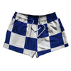 Checkerboard 5 Inches Blue Royal and White 2.5" Swim Shorts Made in USA by Tribe Lacrosse