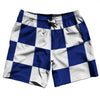 Checkerboard 5 Inches Blue Royal and White Swim Shorts 7" Made in USA by Tribe Lacrosse