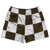 Checkerboard 5 Inches Brown Dark and White Rugby Shorts Made In USA by Tribe Lacrosse