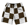 Checkerboard 5 Inches Brown Dark and White 10" Swim Shorts Made in USA by Tribe Lacrosse