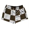 Checkerboard 5 Inches Brown Dark and White 2.5" Swim Shorts Made in USA by Tribe Lacrosse