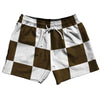 Checkerboard 5 Inches Brown Dark and White 5" Swim Shorts Made in USA by Tribe Lacrosse