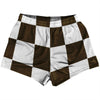 Checkerboard 5 Inches Brown Dark and White Womens & Girls Sport Shorts End Made In USA by Tribe Lacrosse
