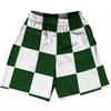 Checkerboard 5 Inches Green Forest and White Basketball Practice Shorts Made In USA by Tribe Lacrosse