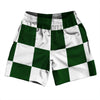 Checkerboard 5 Inches Green Forest and White Soccer Shorts Made In USA by Tribe Lacrosse