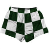 Checkerboard 5 Inches Green Forest and White Womens & Girls Sport Shorts End Made In USA by Tribe Lacrosse