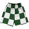 Checkerboard 5 Inches Green Hunter and White Basketball Practice Shorts Made In USA by Tribe Lacrosse