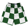 Checkerboard 5 Inches Green Hunter and White Lacrosse Shorts Made In USA by Tribe Lacrosse