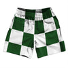 Checkerboard 5 Inches Green Hunter and White Soccer Shorts Made In USA by Tribe Lacrosse