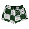 Checkerboard 5 Inches Green Hunter and White 2.5" Swim Shorts Made in USA by Tribe Lacrosse