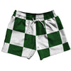 Checkerboard 5 Inches Green Hunter and White 5" Swim Shorts Made in USA by Tribe Lacrosse