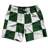 Checkerboard 5 Inches Green Hunter and White Swim Shorts 7" Made in USA by Tribe Lacrosse
