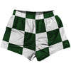 Checkerboard 5 Inches Green Hunter and White Womens & Girls Sport Shorts End Made In USA by Tribe Lacrosse