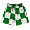 Checkerboard 5 Inches Green Kelly and White Athletic Running Fitness Exercise Shorts 7" Inseam Shorts Made In USA by Tribe Lacrosse