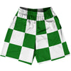 Checkerboard 5 Inches Green Kelly and White Basketball Practice Shorts Made In USA by Tribe Lacrosse