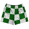 Checkerboard 5 Inches Green Kelly and White Rugby Shorts Made In USA by Tribe Lacrosse