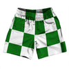 Checkerboard 5 Inches Green Kelly and White Soccer Shorts Made In USA by Tribe Lacrosse