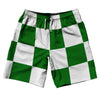 Checkerboard 5 Inches Green Kelly and White 10" Swim Shorts Made in USA by Tribe Lacrosse