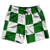 Checkerboard 5 Inches Green Kelly and White Swim Shorts 7" Made in USA by Tribe Lacrosse