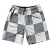 Checkerboard 5 Inches Grey Dark and White 10" Swim Shorts Made in USA by Tribe Lacrosse
