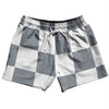 Checkerboard 5 Inches Grey Dark and White 5" Swim Shorts Made in USA by Tribe Lacrosse