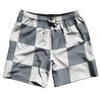 Checkerboard 5 Inches Grey Dark and White Swim Shorts 7" Made in USA by Tribe Lacrosse