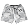 Checkerboard 5 Inches Grey Medium and White 5" Swim Shorts Made in USA by Tribe Lacrosse