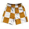 Checkerboard 5 Inches Orange Burnt and White Athletic Running Fitness Exercise Shorts 7" Inseam Shorts Made In USA by Tribe Lacrosse